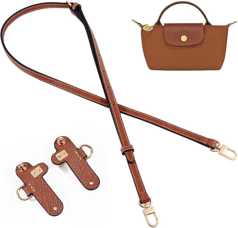 KOMHPS Purse Straps Replacement, Leather Handbag Crossbody Shoulder Strap Kit Adjustable for Mini Longcamp Tote Bag Women - Image 1